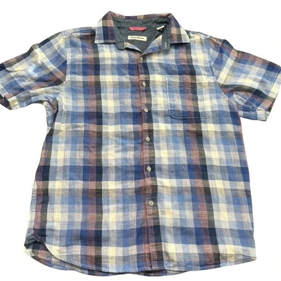 Excellent condition Tommy Bahama men’s Cala Beach Plaid Camp shirt. Cotton. M. - Picture 2 of 10